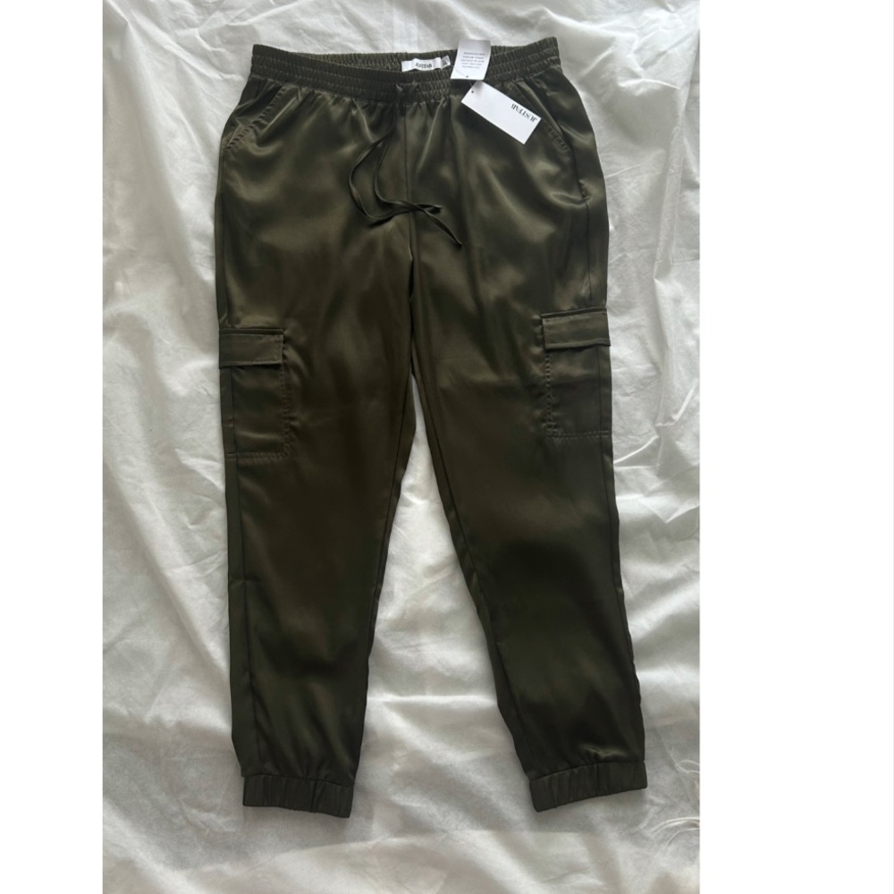 Silk army green pants